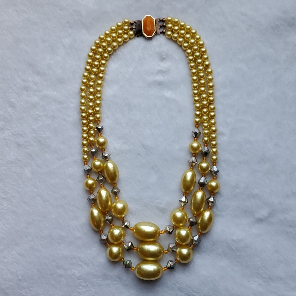 Vintage MCM Multi-Strand Chunky Statement Beaded Necklace